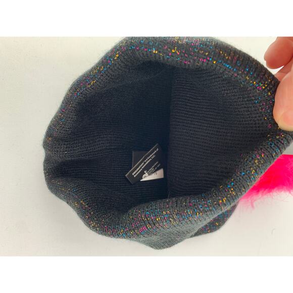 Emojination Black Reversible Sequin Beanie With Pom Pom. Set Of 2 Girls One Size - Picture 7 of 9